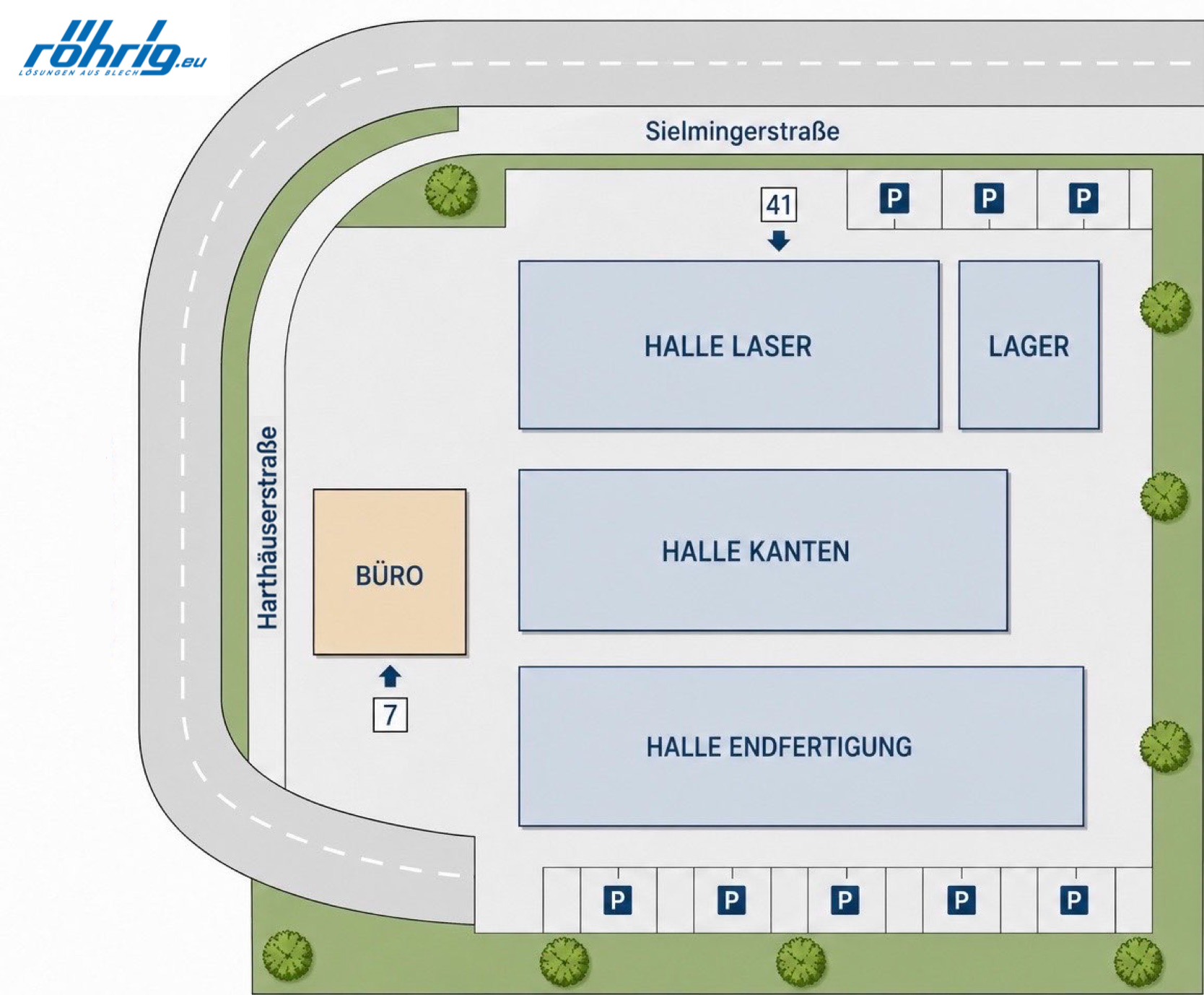 Lageplan Röhrig GmbH – Werksgelände Leinfelden-Echterdingen